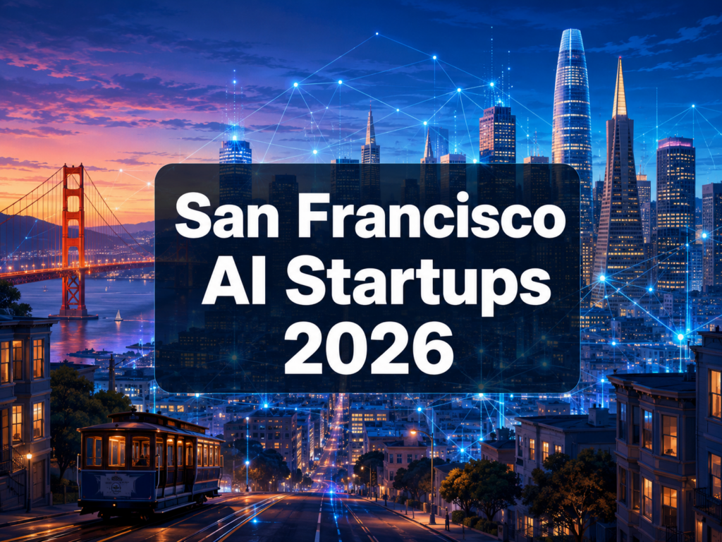 San Francisco AI startups 2026 skyline with neural network illustration