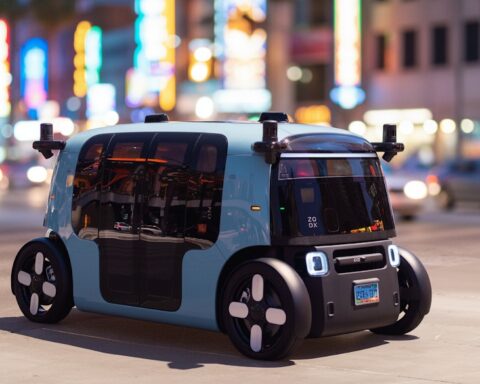 Zoox autonomous robotaxi operating on the Las Vegas Strip