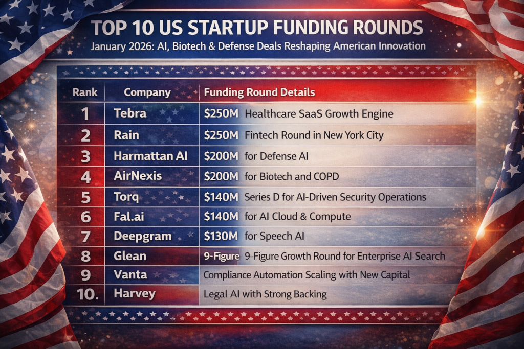 Top 10 US Startup Funding Rounds January 2026
