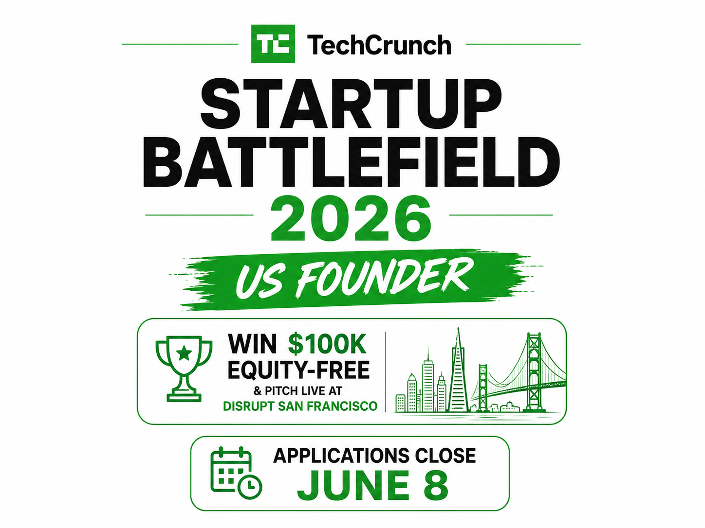 TechCrunch Startup Battlefield 2026 — The June 8 Deadline Is Your Last Shot at a $100K Stage